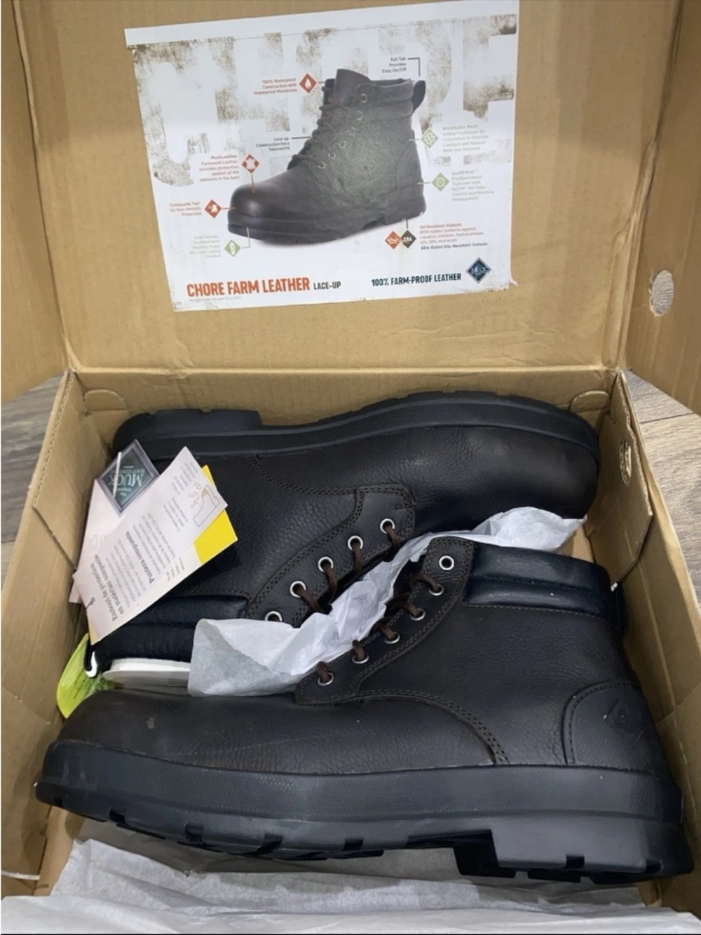 Muck Boots Chore Farm Leather Lace-Up Men's Work Boots - Black